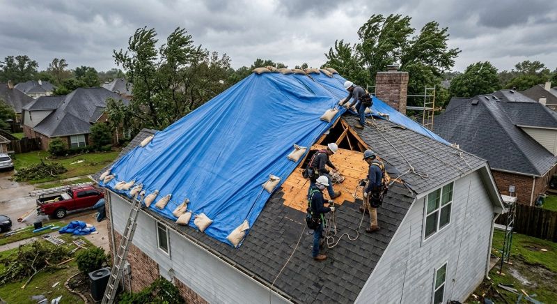 Storm Damage Roof Tarping in Ocean View, DE