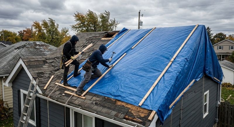 Storm Damage Roof Tarping in Ocean View, DE